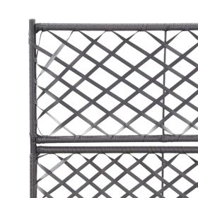 vidaXL Trellis Raised Bed with 2 Pots 22.8"x11.8"x42.1" Poly Rattan Black