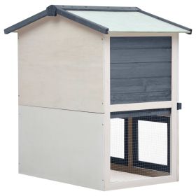 vidaXL Outdoor Rabbit Hutch 3 Doors Grey Wood