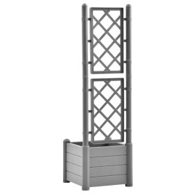 vidaXL Garden Planter with Trellis 43x43x142 cm PP Stone Grey