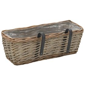 vidaXL Balcony Planter 2 pcs Wicker with PE Lining 40 cm