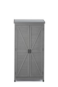 Outdoor Storage Cabinet With Metal Top, 68Tall Garden Shed For Yard