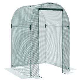 Outsunny 4' X 4' Crop Cage, Plant Protection Tent With Zippered Door And Galvanized Steel Frame, Fru