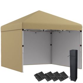 Outsunny 10' X 10' Pop Up Canopy Tent With 3 Sidewalls, Leg Weight Bags And Carry Bag, Height Adjust