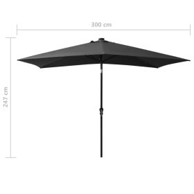 vidaXL Garden Parasol with LEDs and Steel Pole Anthracite 2x3 m