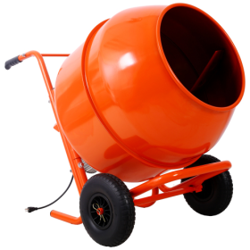 224L 8CUFT Horizontal Portable Cement Mixer,Wheel Barrow Portable Cement Concrete Mixer 115V-60HZ,orange Color