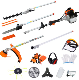 10-in-1 Multi-Purpose Mowing Tool, 33CC 2-Stroke Garden Tool System With Gasoline Rod Saw, Hedge Mower, Lawn Mower & Lawn Mower Meets EPA Standards