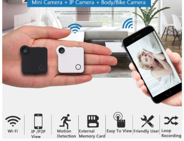 Wireless wifi mini camera (Color: Black)