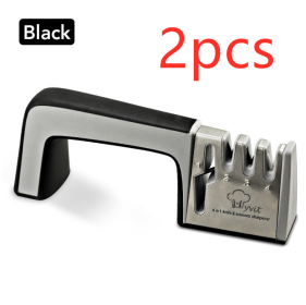 A Four-in-one Kitchen Knife Sharpener (Option: 2pcs black)