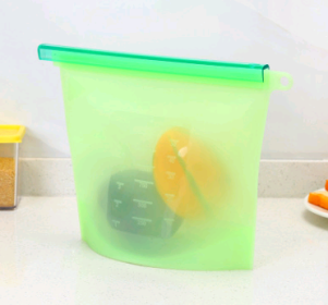 Silicone food fresh-keeping sealed storage bag refrigerator food fruit storage bag (Option: Green-500ml)