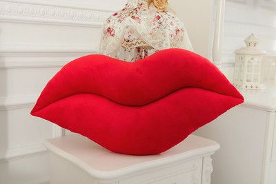 Creative sexy plush big lips pillow (Option: Red-50cm)