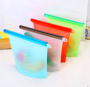 Silicone food fresh-keeping sealed storage bag refrigerator food fruit storage bag (Option: 4 colors-1500ml)