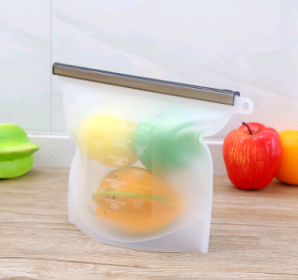 Silicone food fresh-keeping sealed storage bag refrigerator food fruit storage bag (Option: White-1000ml)