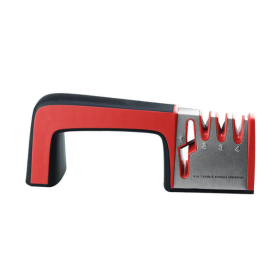 A Four-in-one Kitchen Knife Sharpener (Option: Black and red)