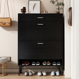 Shoe Storage Cabinet w/Shelves (Color: Black)