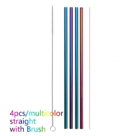 Colorful Reusable Stainless Steel Straws (Option: Multicolor-STRAIGHT)