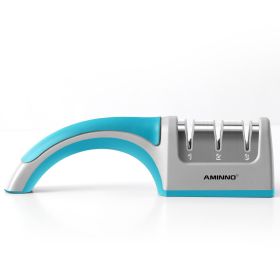 A Four-in-one Kitchen Knife Sharpener (Option: Cyan A)