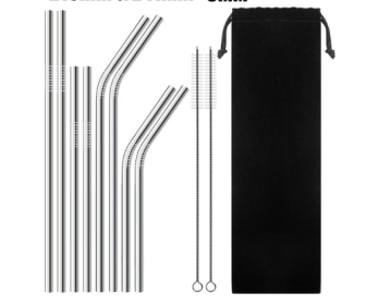 Colorful Reusable Stainless Steel Straws (Option: Silver1-Suit)