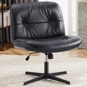 Criss Cross Legged Armless Office Desk Chair (Color: Black)